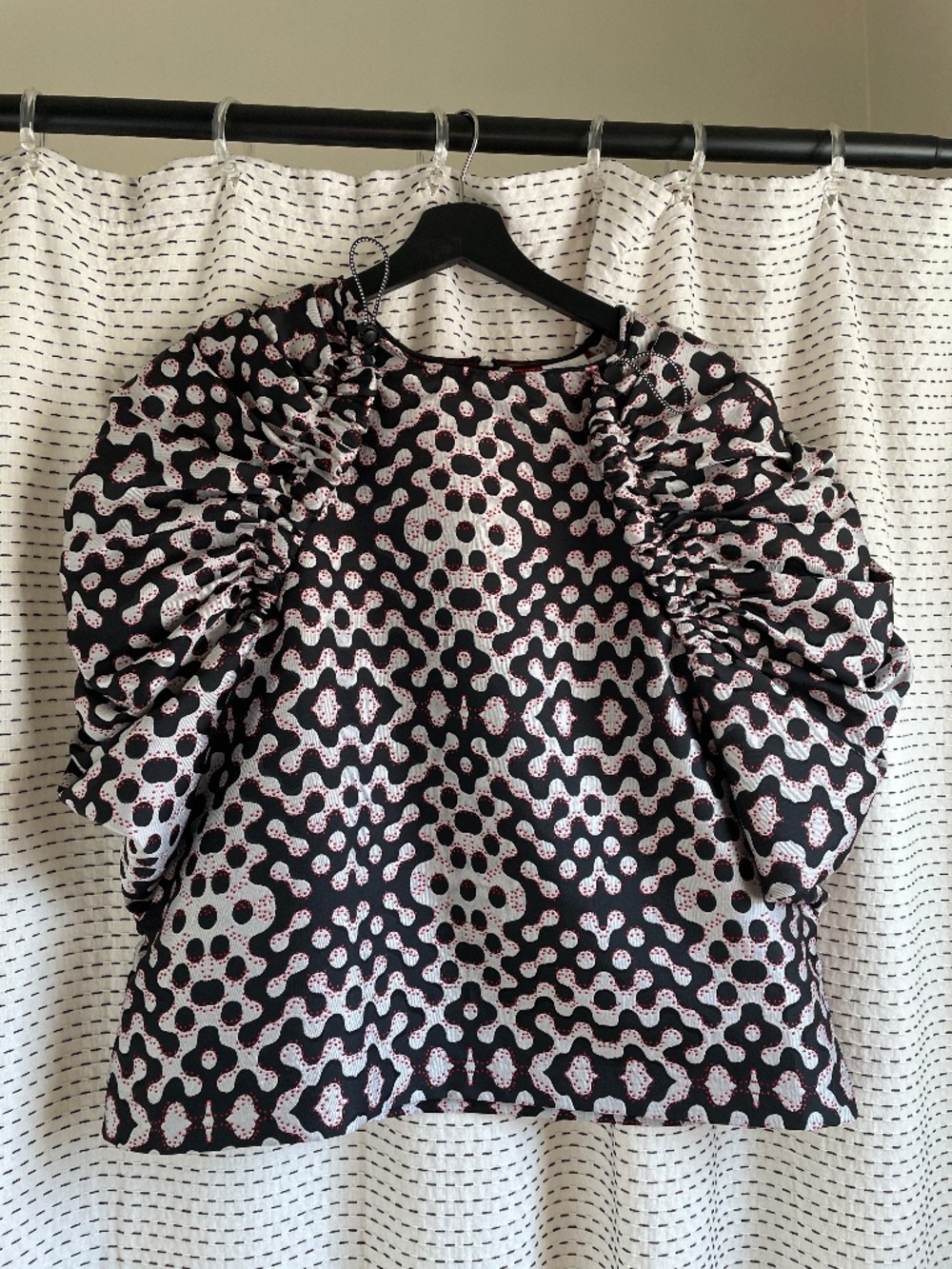 ASOS Abstract Print Ruched Sleeve avant-garde, artsy, eclectic, statement top
